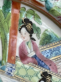 Thirteen Chinese Canton famille rose plates with narrative design, 19th C.