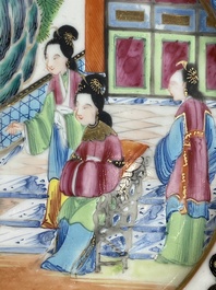Thirteen Chinese Canton famille rose plates with narrative design, 19th C.