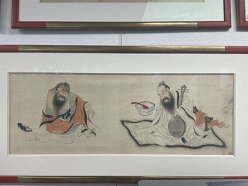 Chinese school: A series of four paintings, ink and colour on silk, signed Qi Qi 岐琦, dated 1886