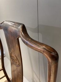 A pair of Chinese Huanghuali wood chairs, Ming