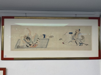 Chinese school: A series of four paintings, ink and colour on silk, signed Qi Qi 岐琦, dated 1886