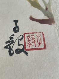 Chinese school: 'Album with eight various works', ink and colour on paper, 20th C.