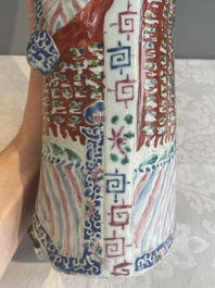 Three Chinese famille rose figures of star gods, seal marks, 19/20th C.