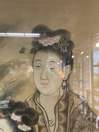 Chinese school: 'Presenting peaches to Xiwangmu', ink and colour on silk, 19th C.