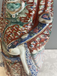 Three Chinese famille rose figures of star gods, seal marks, 19/20th C.