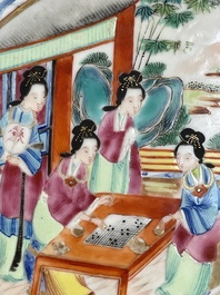 Thirteen Chinese Canton famille rose plates with narrative design, 19th C.