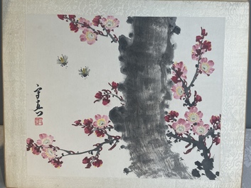 Chinese school: 'Album with eight various works', ink and colour on paper, 20th C.