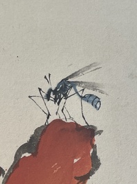Chinese school: 'Album with eight various works', ink and colour on paper, 20th C.
