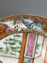 Thirteen Chinese Canton famille rose plates with narrative design, 19th C.