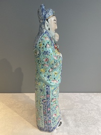 Three Chinese famille rose figures of star gods, seal marks, 19/20th C.