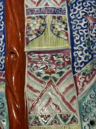 Three Chinese famille rose figures of star gods and a lady, Zhu Mao Ji Zao 朱茂記造 mark, Republic