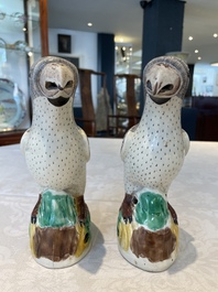 A pair of Chinese sancai parrots, Kangxi
