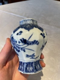 Four various Chinese blue and white vases, Transitional period