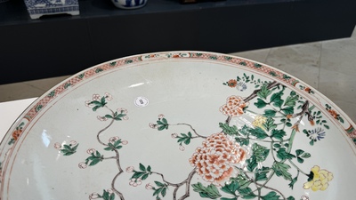 A Chinese famille verte dish with floral design, Kangxi