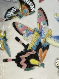 A rare Chinese Canton famille rose '100 butterflies' tureen and cover on stand, 19th C.