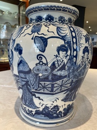 A pair of impressive blue and white Dutch Delft chinoiserie vases, ca. 1700