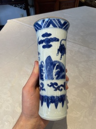 Four various Chinese blue and white vases, Transitional period