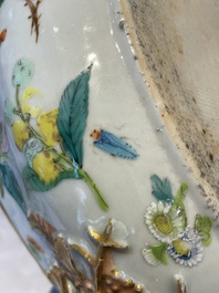A rare Chinese Canton famille rose '100 butterflies' tureen and cover on stand, 19th C.