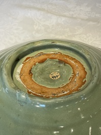 A large Chinese Longquan celadon dish, Yuan/Ming
