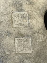 Three Chinese famille rose figures of star gods and a lady, Zhu Mao Ji Zao 朱茂記造 mark, Republic