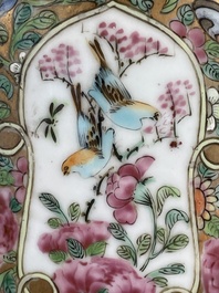 A large Chinese Canton famille rose vase and cover with narrative design, 19th C.