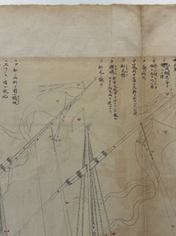 Two Japanese ink drawings of French warship structure diagrams, 19th C.