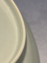 A Chinese yellow-ground famille rose 'magpie and plum tree' plate, Tongzhi mark and of the period