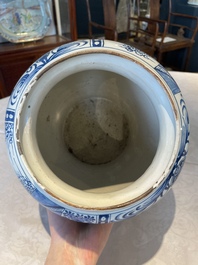 A pair of impressive blue and white Dutch Delft chinoiserie vases, ca. 1700