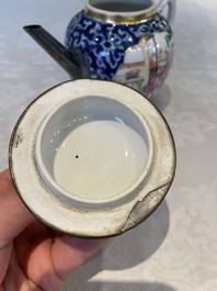A Chinese Canton famille rose 18-piece 'mandarin subject' tea service, Qianlong