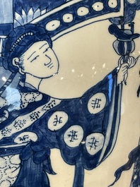 A pair of impressive blue and white Dutch Delft chinoiserie vases, ca. 1700