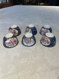 A Chinese Canton famille rose 18-piece 'mandarin subject' tea service, Qianlong