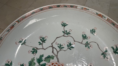 A Chinese famille verte dish with floral design, Kangxi