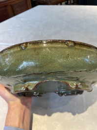 A Chinese Jun-glazed narcissus bowl, probably Ming