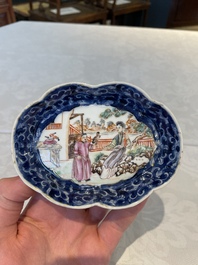 A Chinese Canton famille rose 18-piece 'mandarin subject' tea service, Qianlong