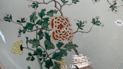 A Chinese famille verte dish with floral design, Kangxi