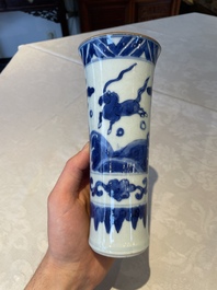 Four various Chinese blue and white vases, Transitional period