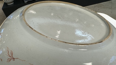 A Chinese famille verte dish with floral design, Kangxi