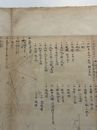 Two Japanese ink drawings of French warship structure diagrams, 19th C.