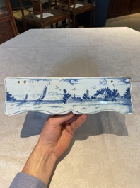 A rare blue and white Dutch Delft jewellery casket and cover, 18th C.