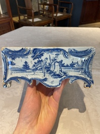 A rare blue and white Dutch Delft jewellery casket and cover, 18th C.