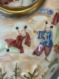 A rare pair of Chinese Canton famille rose export urns, 19th C.