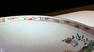 A Chinese famille verte dish with floral design, Kangxi