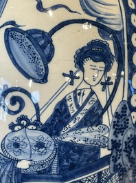 A pair of impressive blue and white Dutch Delft chinoiserie vases, ca. 1700
