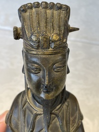 A Chinese bronze figure of an official, Ming
