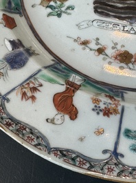A Dutch-decorated Chinese famille verte armorial 'Provinces' dish with the arms of the province of Zeeland, Kangxi/Yongzheng