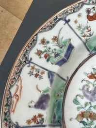 A Dutch-decorated Chinese famille verte armorial 'Provinces' dish with the arms of the province of Zeeland, Kangxi/Yongzheng
