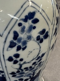 A Chinese blue and white silver-mounted vase with floral design, Kangxi
