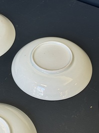 Six Japanese Dutch-decorated or Amsterdams bont 'William and Mary' cups and saucers, Edo, 18th C.