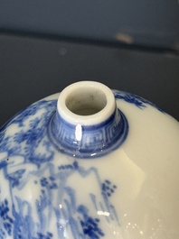 A Japanese blue and white gourd vase, an Imari bottle vase and a set of five Satsuma cups, 19th C.