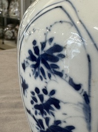 A Chinese blue and white silver-mounted vase with floral design, Kangxi
